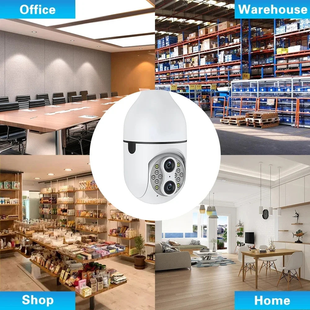 DL18 Dual Lens E27 Wifi Bulb Camera 10X Zoom Smart Home Security Network Camera 360 ° Indoor WiFi Bulb Camera