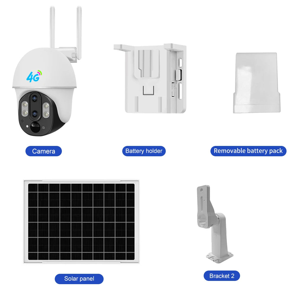 2MP 4G Solar PTZ Outdoor Camera with 10× Zoom & V380 Support