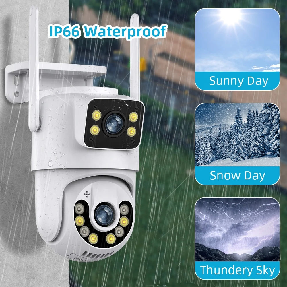 6MP Dual Lens Wi‑Fi PTZ Outdoor IP Camera with Color Night Vision & Auto Tracking