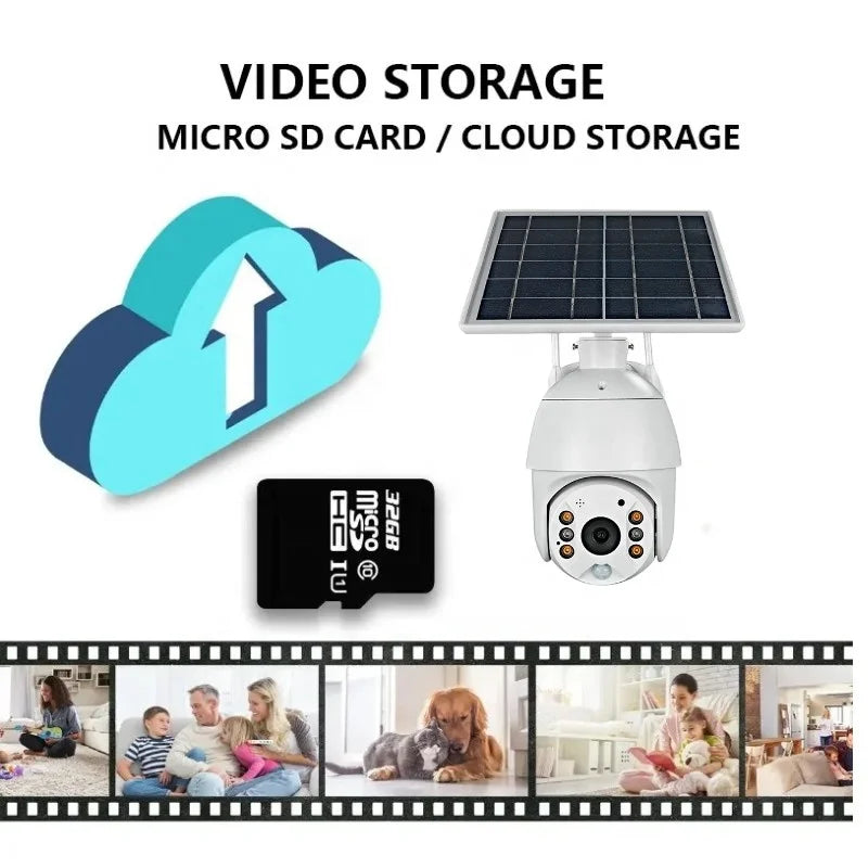 4G Solar Security Camera with PTZ, 15600 mAh Battery & SIM Support