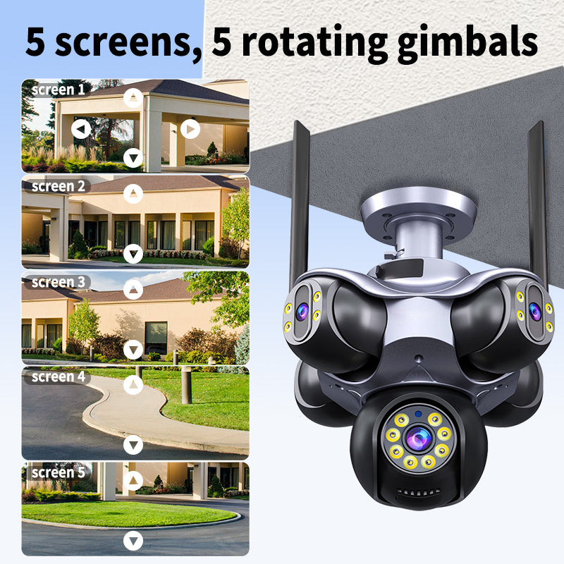 Outdoor 5-View PTZ Security Cameras Kit with Night Vision