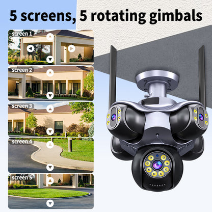 Outdoor 5-View PTZ Security Cameras Kit with Night Vision
