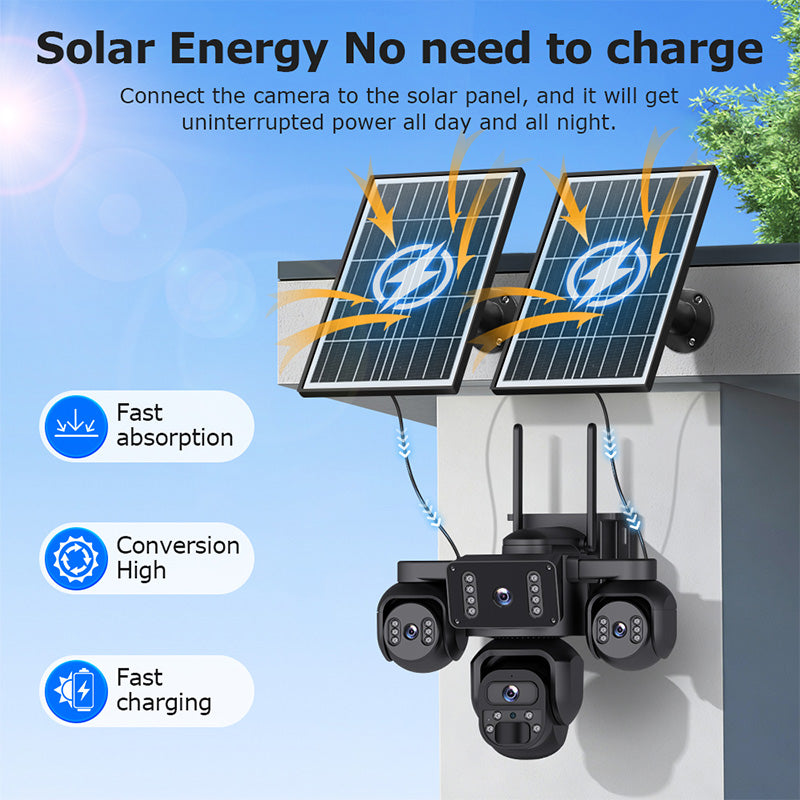 Outdoor 4 Lens Solar Camera 4G SIM CCTV Security Camera Wireless