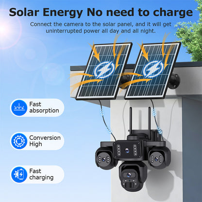 Outdoor 4 Lens Solar Camera 4G SIM CCTV Security Camera Wireless