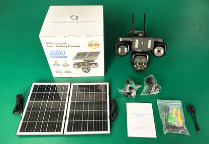 Outdoor 4 Lens Solar Camera 4G SIM CCTV Security Camera Wireless