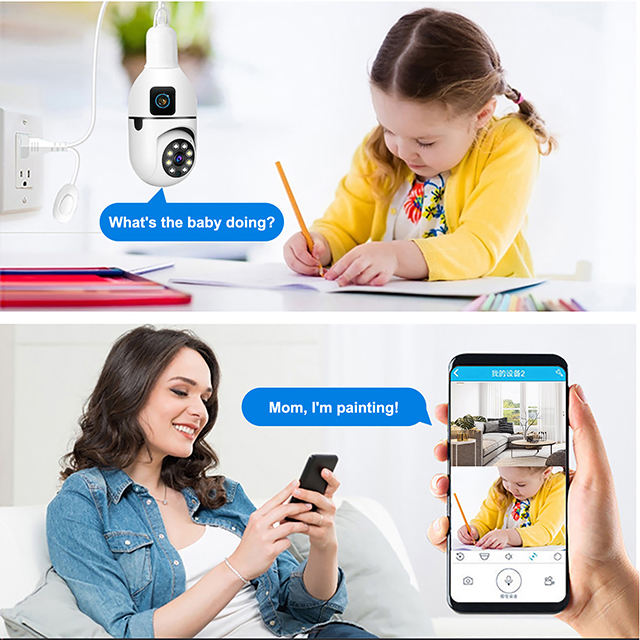 V380 Pro Factory 4MP PTZ Two Way Audio Human Detection Dual Lens WiFi Bulb Camera Smart Home Security IP Network Camera
