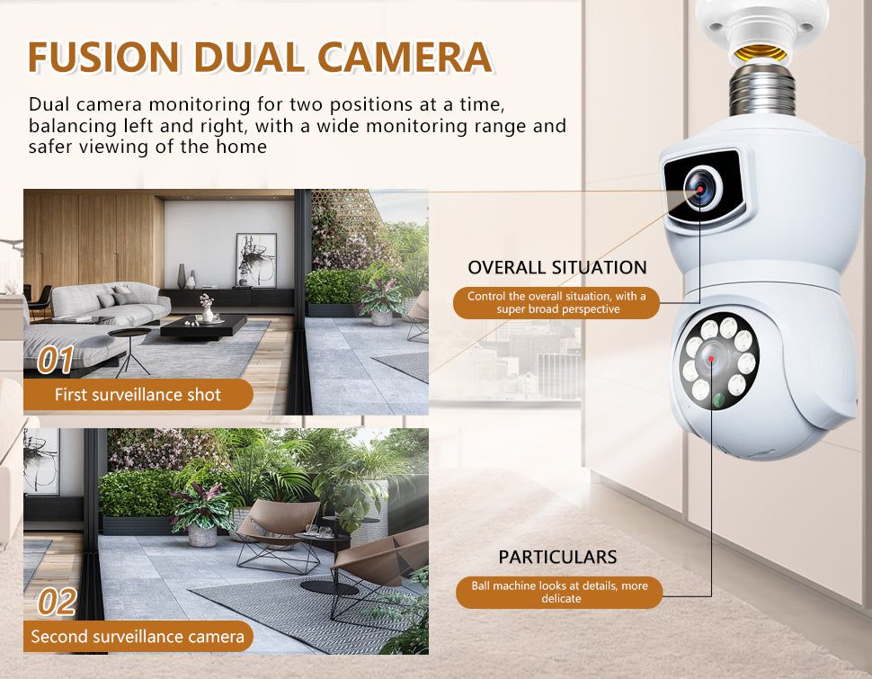 Hot Sales Y9 Dual Lens E27 Light Bulb Camera Wireless PTZ Camera V380 Pro