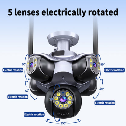 Outdoor 5-View PTZ Security Cameras Kit with Night Vision