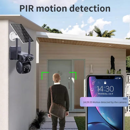 4G & WiFi Solar Dual Lens Security Camera with PIR AI Human Detection