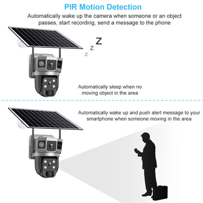 V380 Wi-Fi Solar PTZ Outdoor Camera with Foldable Solar Panel & Color Night Vision