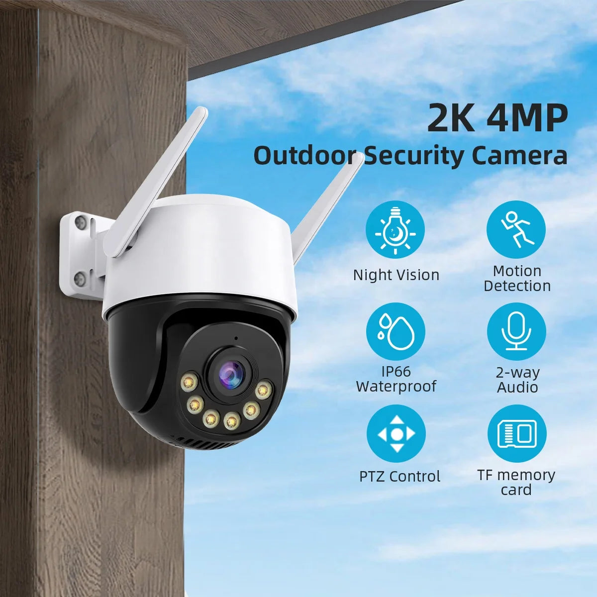ICSee PTZ Wi‑Fi Outdoor IP Camera – 4MP/5MP/8MP/4K with Color Night Vision & 360° Auto Tracking