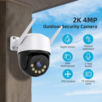 ICSee PTZ Wi‑Fi Outdoor IP Camera – 4MP/5MP/8MP/4K with Color Night Vision & 360° Auto Tracking