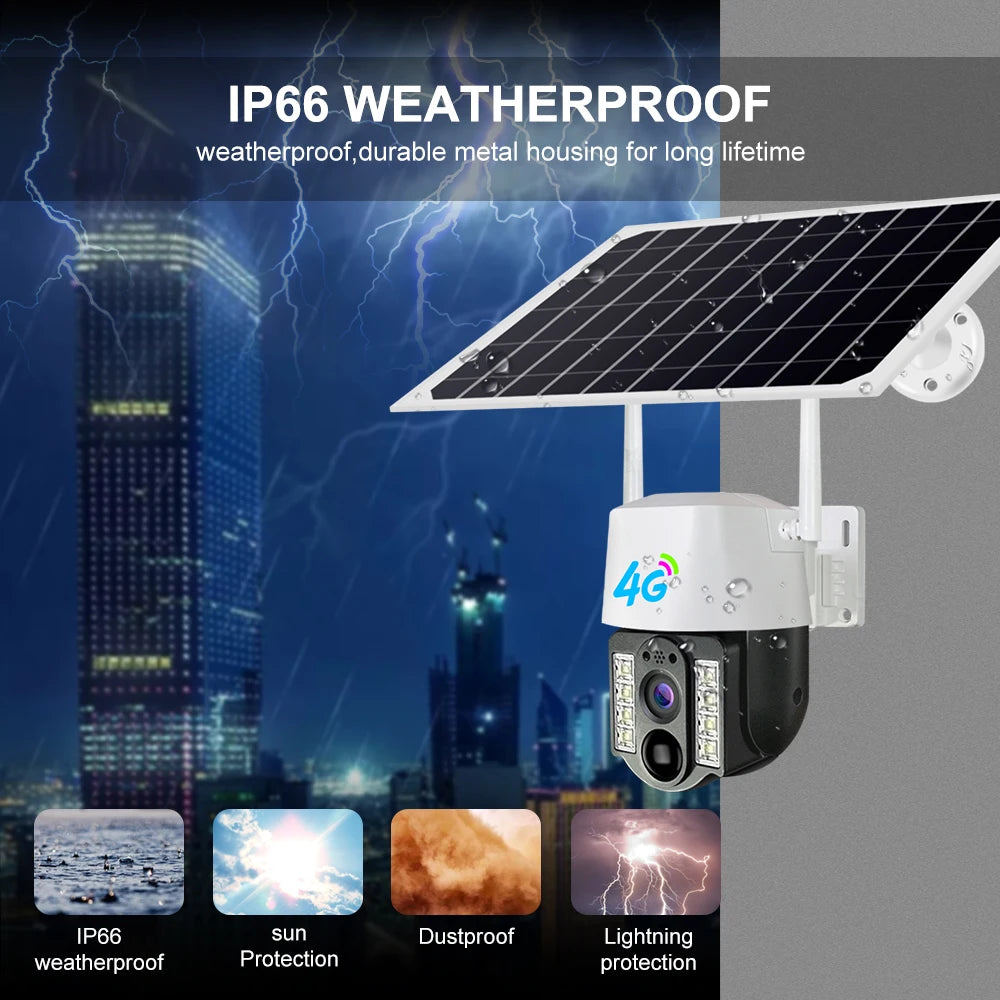 V380 4G Solar PTZ Outdoor IP Camera with Network Video Recorder Support
