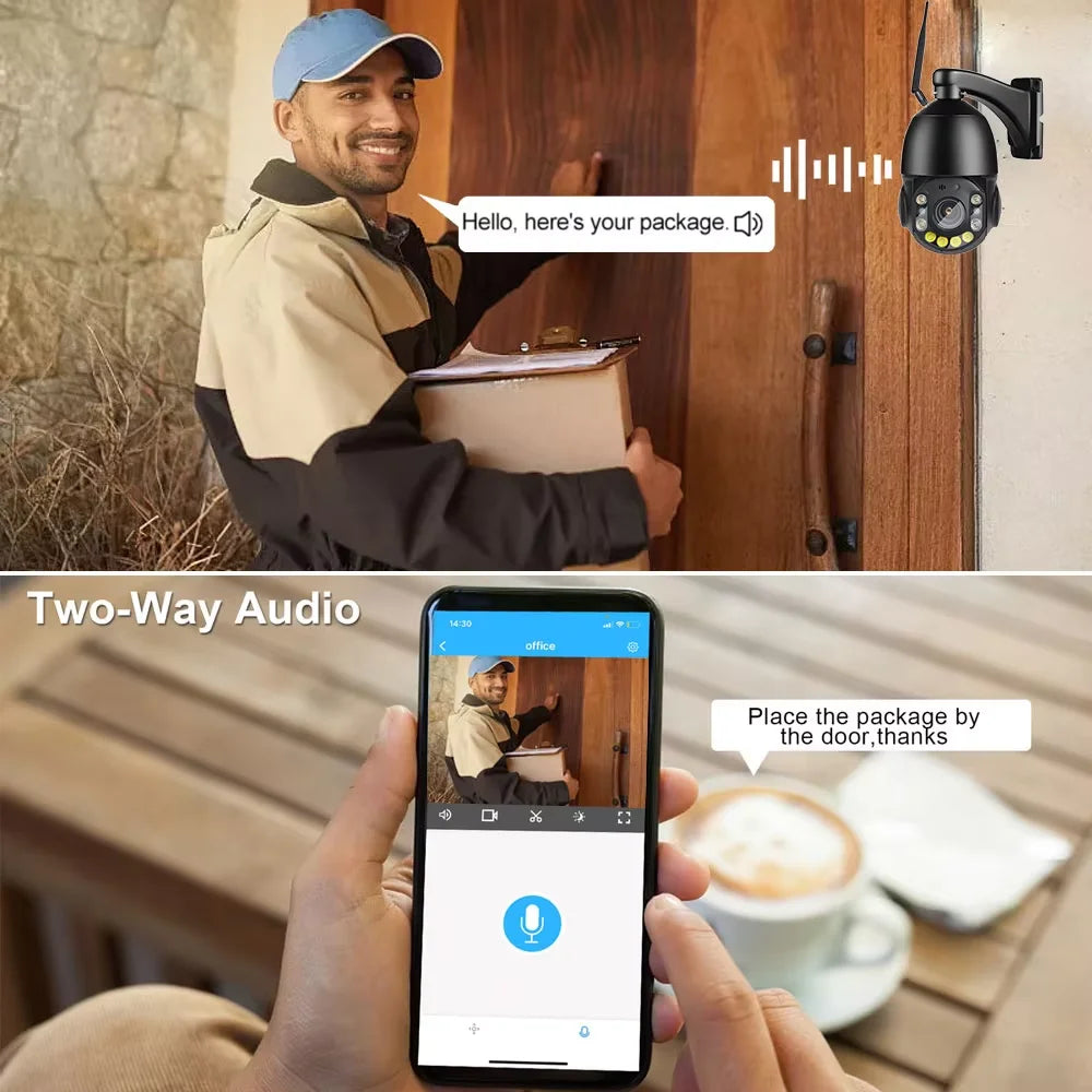 5MP 30x Zoom WiFi Metal PTZ Outdoor IP Camera with Two-Way Audio & Auto Tracking