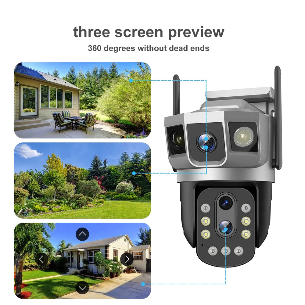 V380 Network Camera 10x Optical Zoom 4MP WiFi Outdoor CCTV Wireless IP Security Bullet PTZ Dual Lens 3 Images Camera