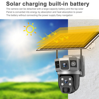 V380 Wi-Fi Solar PTZ Outdoor Camera with Foldable Solar Panel & Color Night Vision