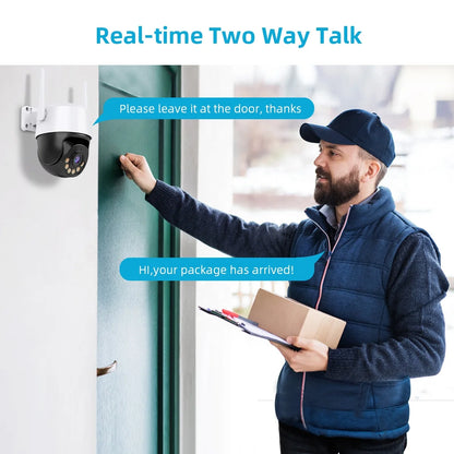ICSee PTZ Wi‑Fi Outdoor IP Camera – 4MP/5MP/8MP/4K with Color Night Vision & 360° Auto Tracking
