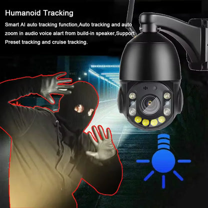 5MP 30x Zoom WiFi Metal PTZ Outdoor IP Camera with Two-Way Audio & Auto Tracking