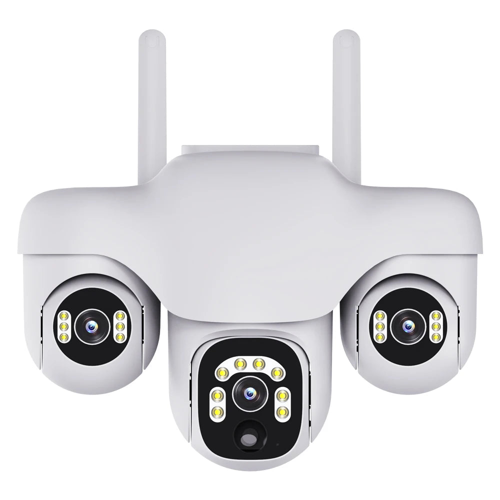 V380 New Solar Camera 4G White 3 PTZ 3 Screen VTS31-G-F Outdoor Solar Powered Camera CCTV Security Camera