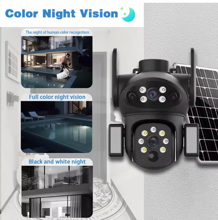 Solar 4G Outdoor Security Camera with Dual Lens & Battery