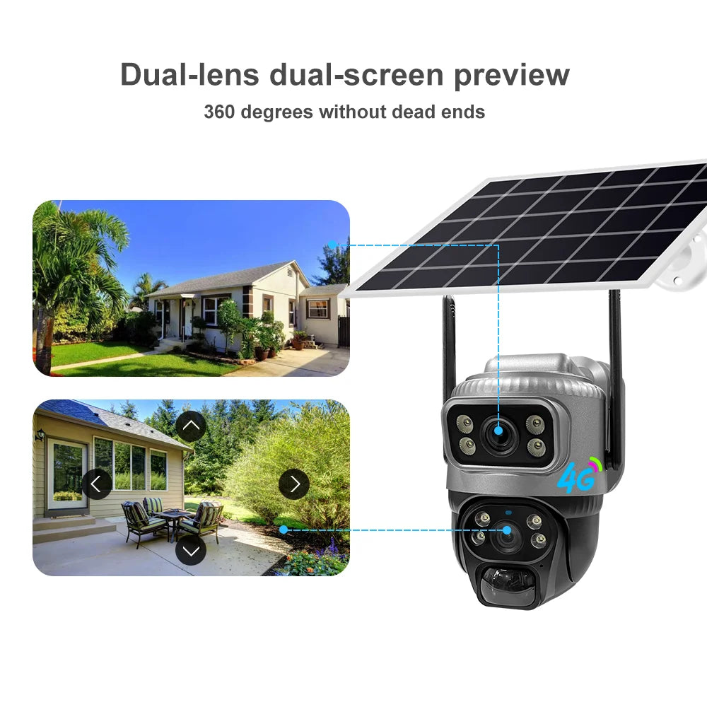 V380 4MP 4G Solar Dual-Lens PTZ Camera with Low Power Consumption