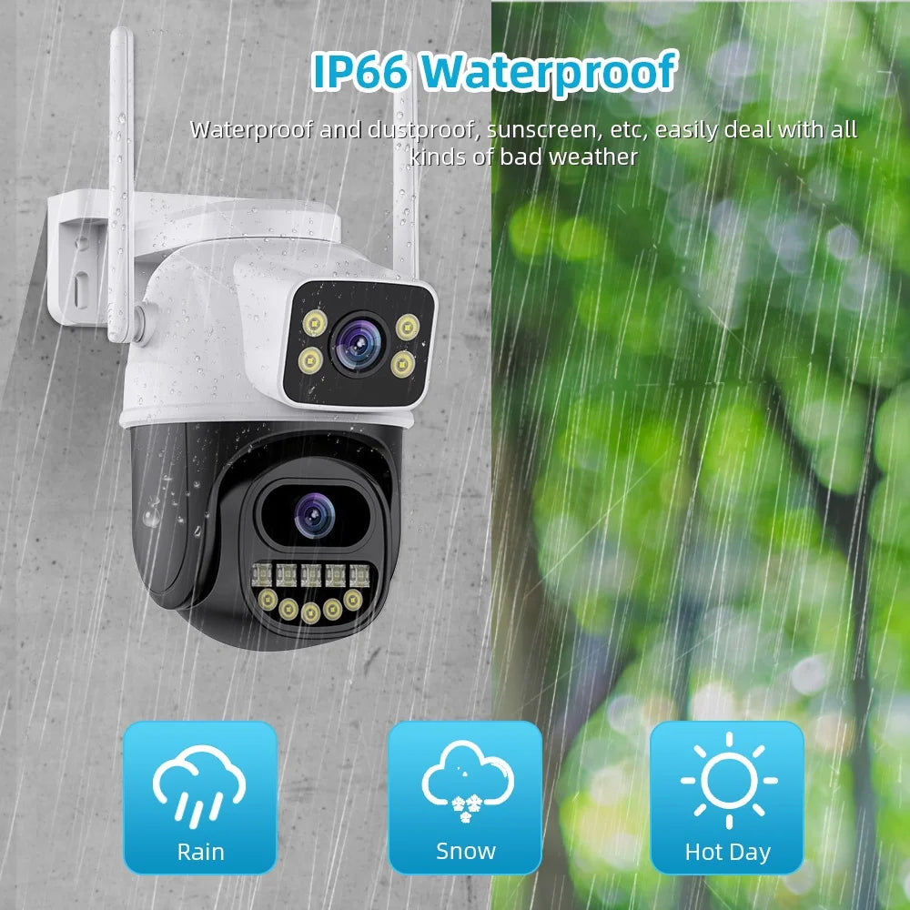 6MP 360° PTZ Dual Lens Wi‑Fi Security Camera with Color Night Vision