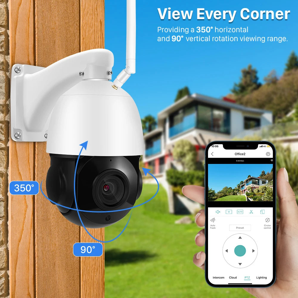 4K 30x Zoom PTZ Wi-Fi CCTV Camera with Auto Human Tracking