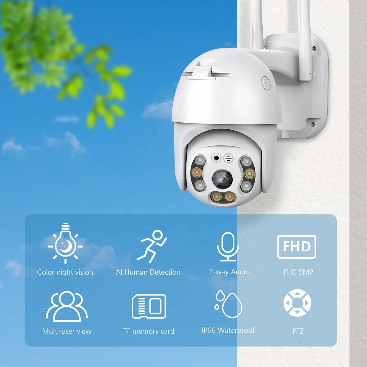 Auto Tracking Wi‑Fi CCTV Camera 3MP/5MP/8MP with Color Night Vision