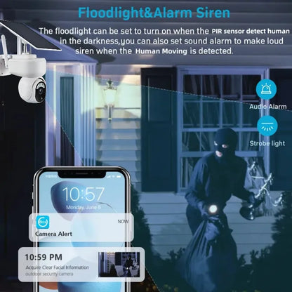 Solar Powered 4MP Outdoor Security Camera with Wi-Fi & 4G