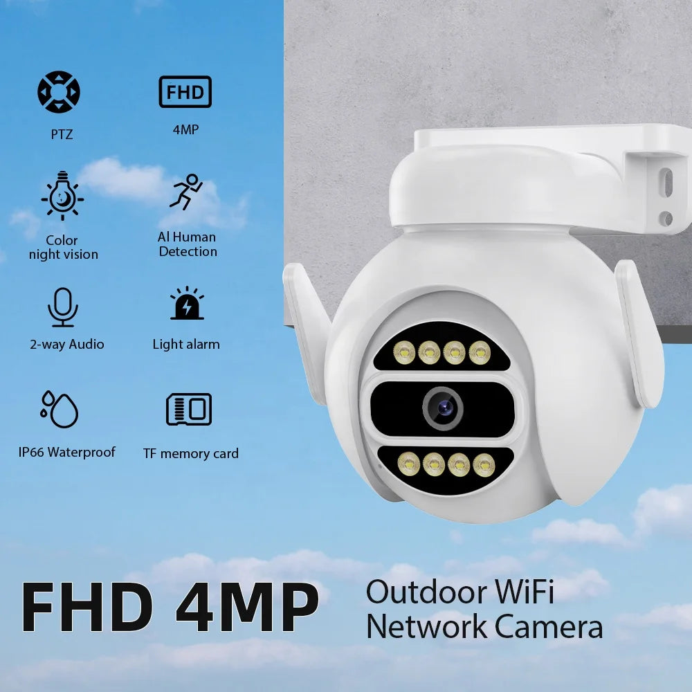4MP AI Human Tracking PTZ CCTV Camera with Color Night Vision
