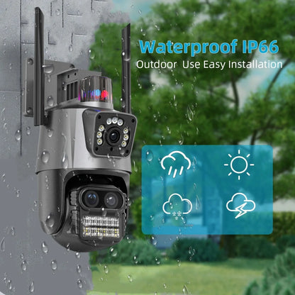 9MP PTZ Triple Lens Wi‑Fi CCTV Camera with 8X Zoom & Auto Tracking