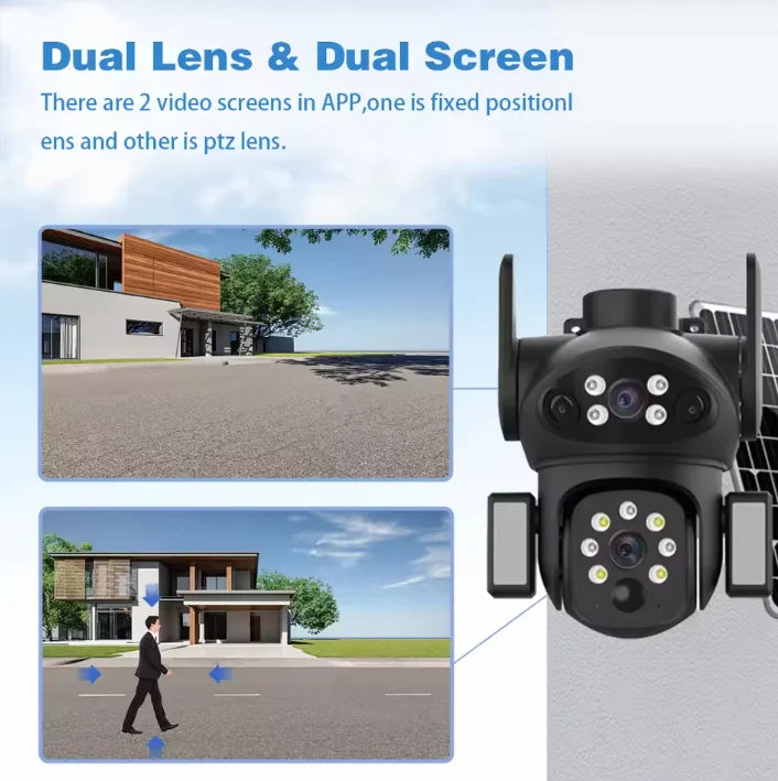 Solar 4G Outdoor Security Camera with Dual Lens & Battery