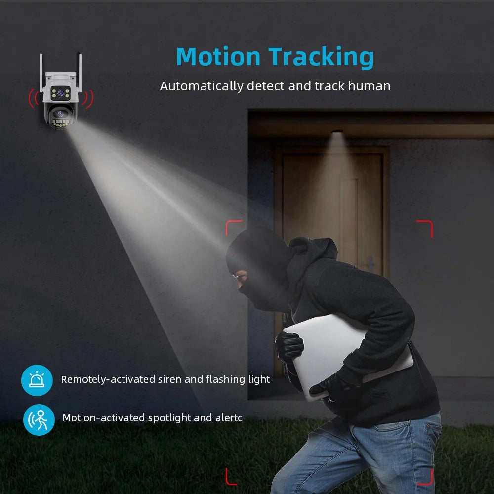 6MP 360° PTZ Dual Lens Wi‑Fi Security Camera with Color Night Vision