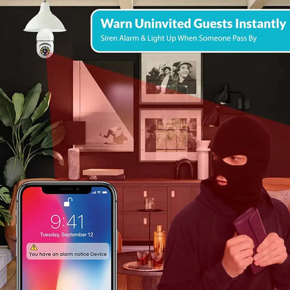 E27 Wi‑Fi Bulb Security Camera with Auto Tracking & Motion Detection