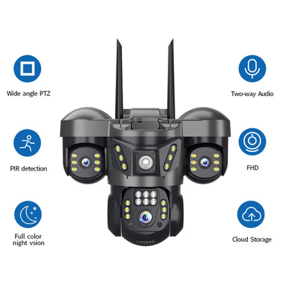 V380 New 3 Lens and 3 Screens PTZ Camera 6MP WiFi Security CCTV Wireless IP Triple-Lens Network PTZ Triple Screens Camera