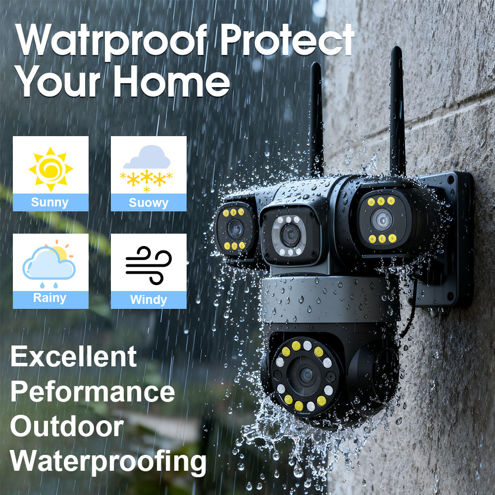 Wireless WiFi Outdoor 3 Lens PTZ Camera 3 in 1 Night Vision CCTV Security Camera
