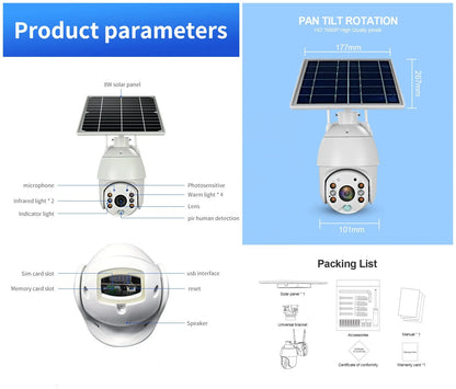 S10 5MP 4G Solar PTZ Outdoor Wireless Security Camera