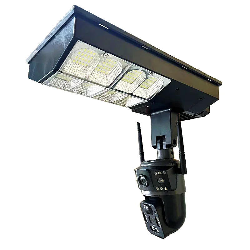 V380 6MP 4G Solar Dual-Lens PTZ Camera with 3-Screen Display & Street Light
