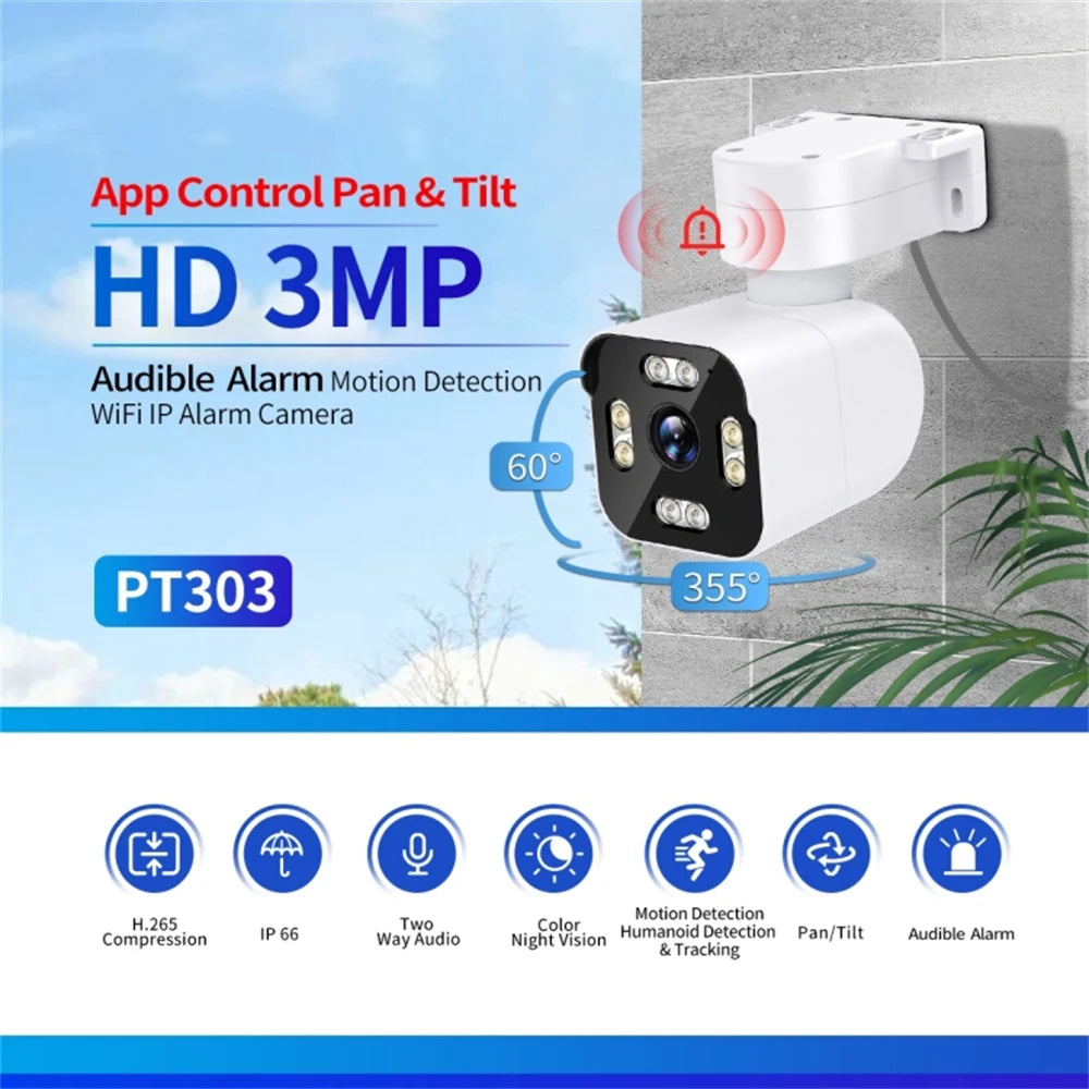 3MP IP Network Security Camera with Night Vision & Two‑Way Audio