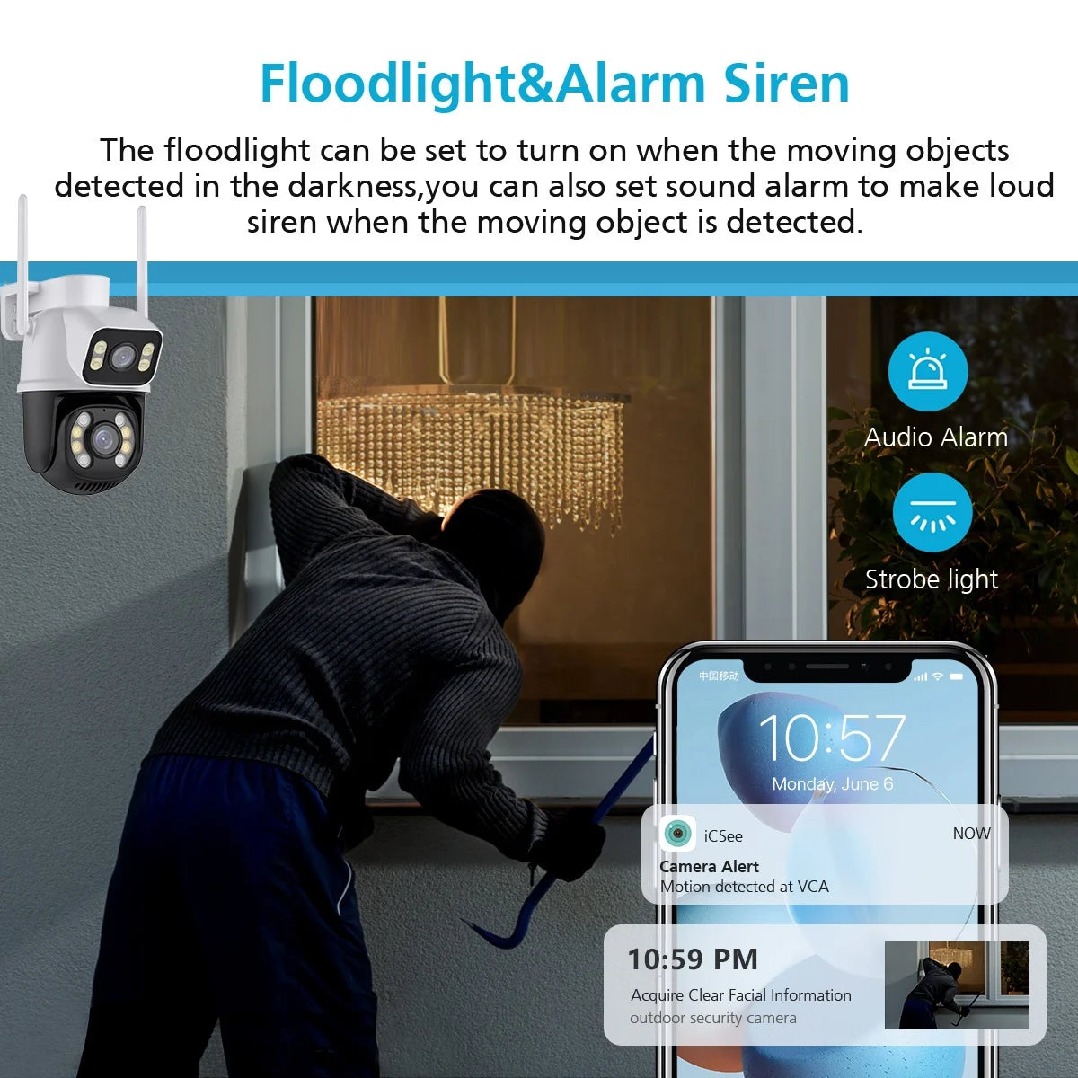 6MP Dual Lens Wi-Fi PTZ Outdoor IP Camera with Night Vision & IP66 Waterproof