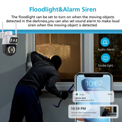6MP Dual Lens Wi-Fi PTZ Outdoor IP Camera with Night Vision & IP66 Waterproof