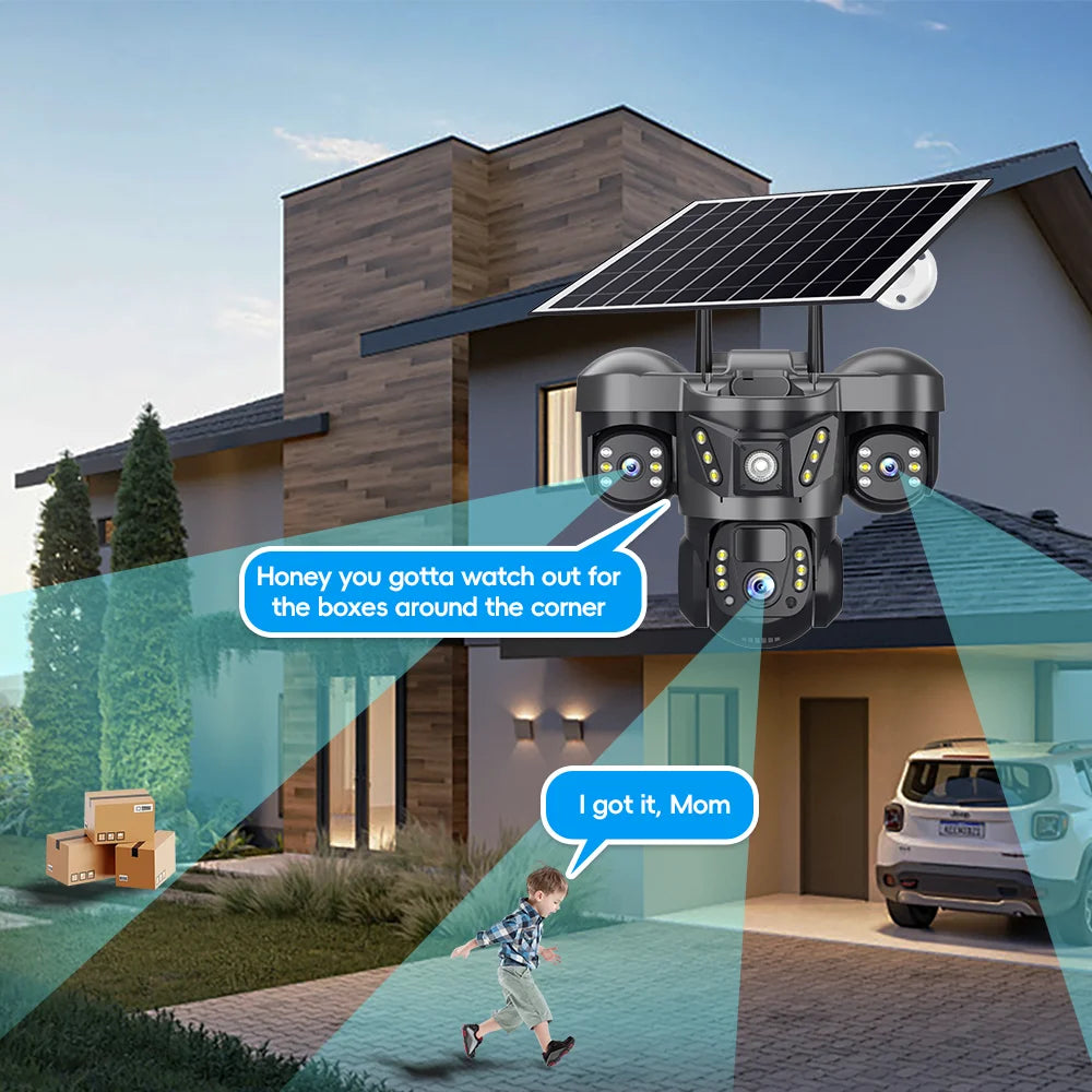 V380 6MP 4G Solar 3-Lens 3-Screen PTZ Camera