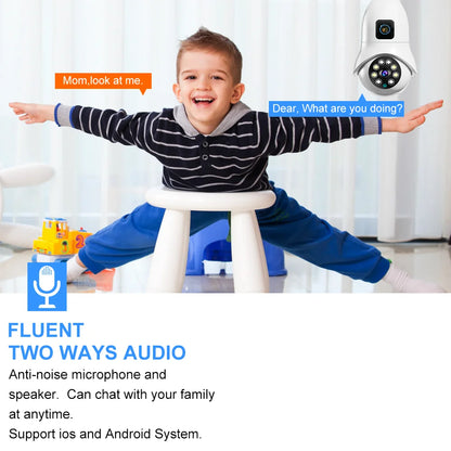 New V380 Dual Lens Bulb Camera Automatic Tracking Alarm Function Supports Two-way Voice WiFi Cameras