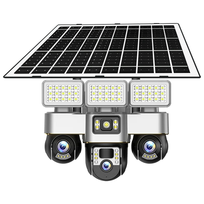 V380 Pro New Arrival Private Model 4G SIM Card Solar Camera 3 PTZ 3 Screen 6MP VTS30A-G Network Security Camera