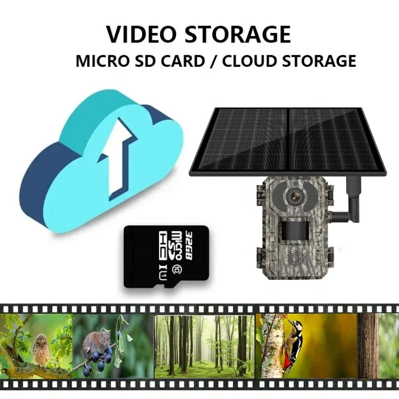 4MP 4G Solar Camouflage Hunting Camera with PIR Motion Detection & Battery Power