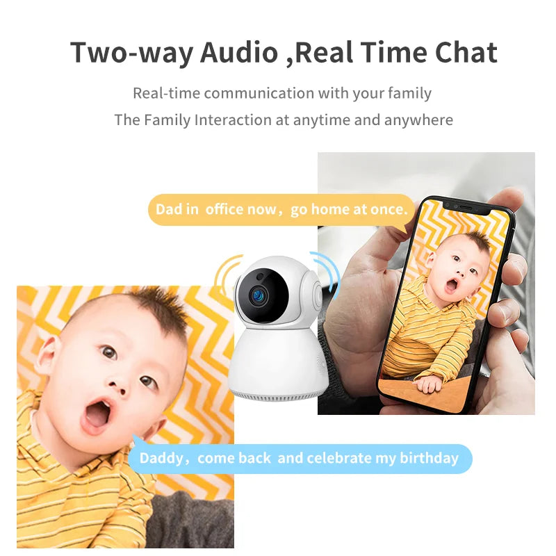 V380  Wifi Camera Full Night Vision 2 Ways Audio Smart Auto Rotate Tracking 3mp Snow Man Baby Camera