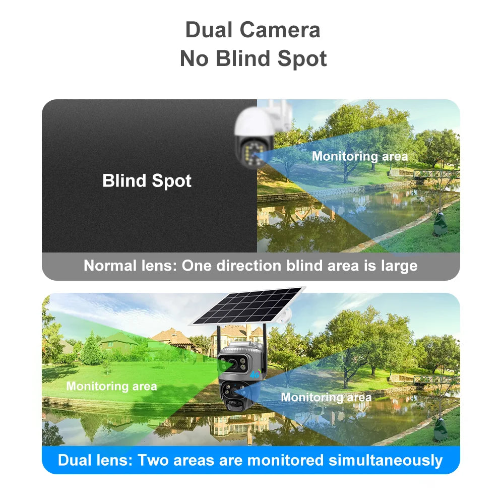 V380 4MP 4G Solar Dual-Lens PTZ Camera with Low Power Consumption