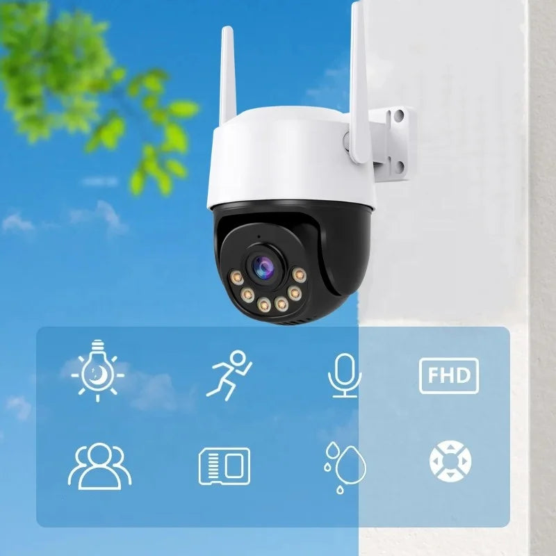 ICSee PTZ Wi‑Fi Outdoor IP Camera – 4MP/5MP/8MP/4K with Color Night Vision & 360° Auto Tracking
