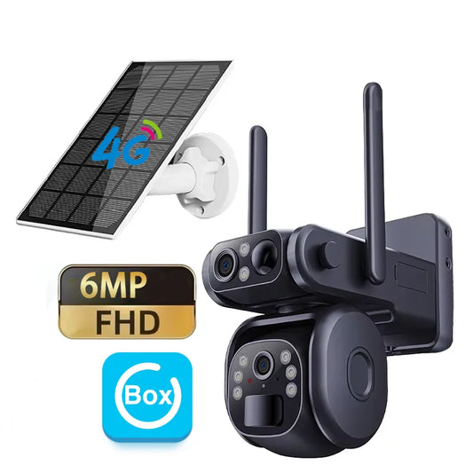 4G & WiFi Solar Dual Lens Security Camera with PIR AI Human Detection