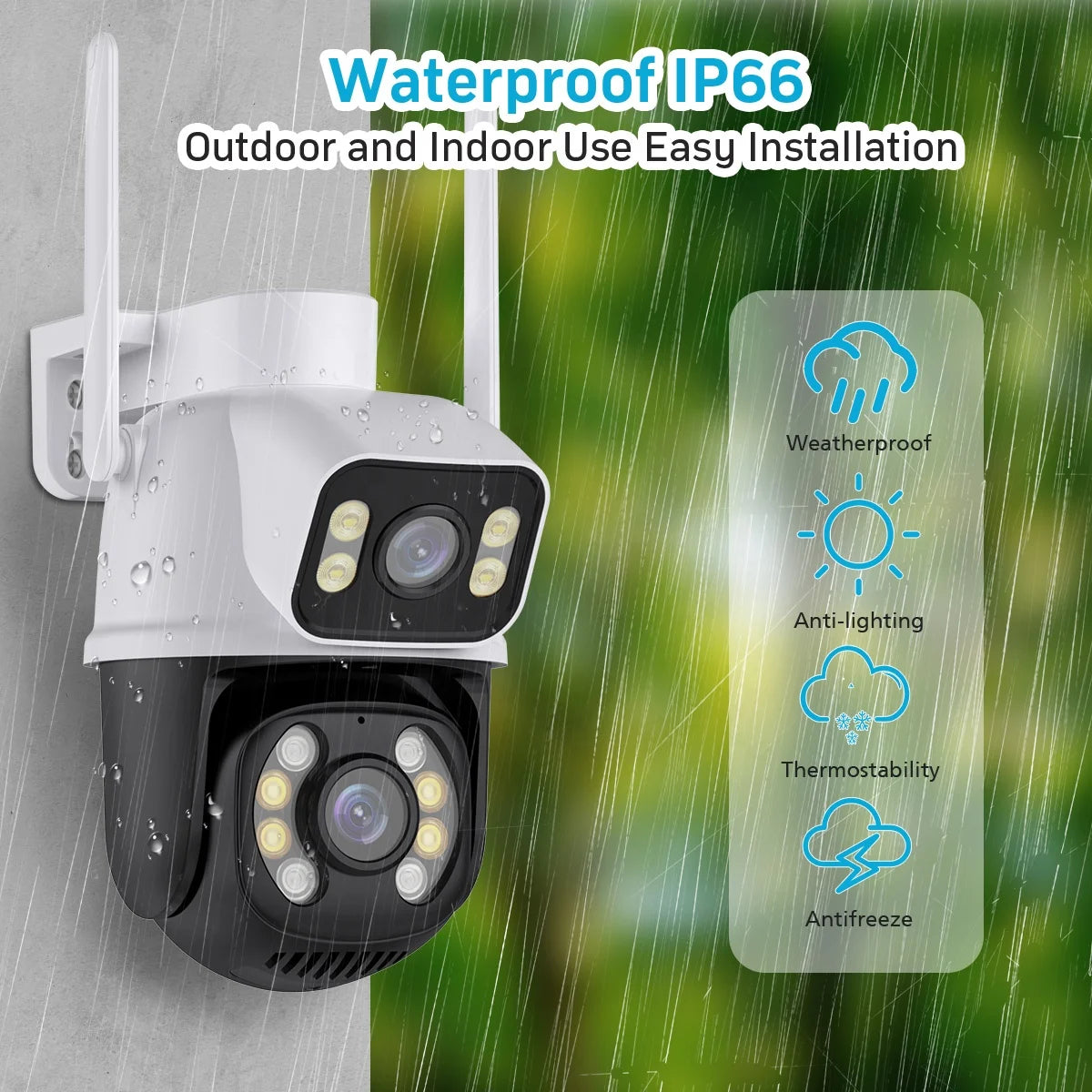 6MP Dual Lens Wi-Fi PTZ Outdoor IP Camera with Night Vision & IP66 Waterproof